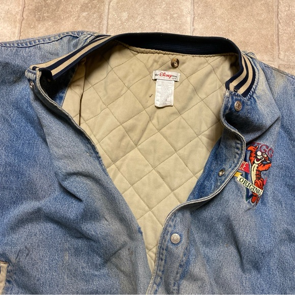 Tigger Varsity Jacket XXL Measurement Blue Denim Distressed - Picture 7 of 8